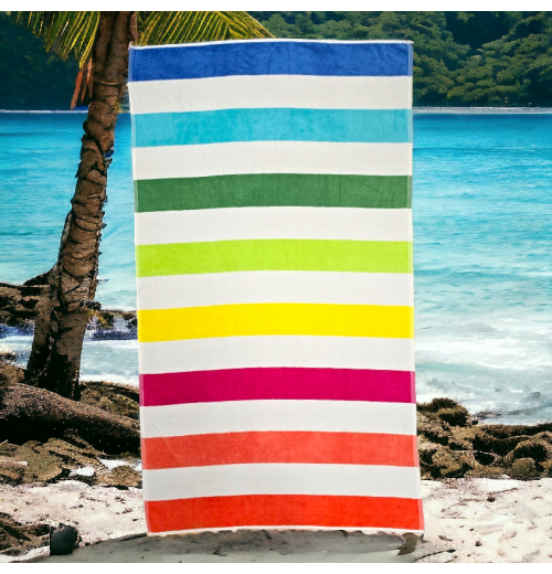 Luxurious Velour Stripe Beach Towels Imperfect Luxurious Velour Stripe Beach Towels Imperfect