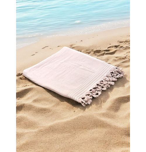 Dusty Pink Cotton Hammam Beach Towel with Knotted Tassles R100 Dusty Pink Cotton Hammam Beach Towel with Knotted Tassles R100