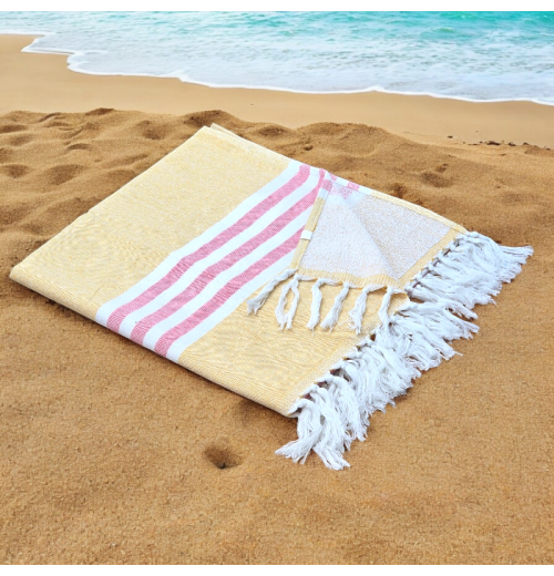 Sunshine - Cotton Hammam Beach Towel with reversible Toweling Sunshine - Cotton Hammam Beach Towel with reversible Toweling