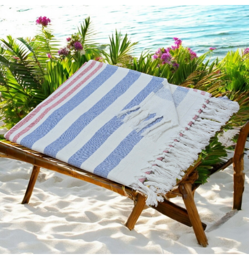 Clouds - Cotton Hammam Beach Towel with reversible Toweling Clouds - Cotton Hammam Beach Towel with reversible Toweling